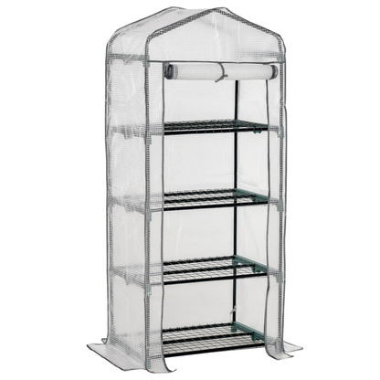 4 Tiers Mini Portable Greenhouse Plant Grow Shed Metal Frame