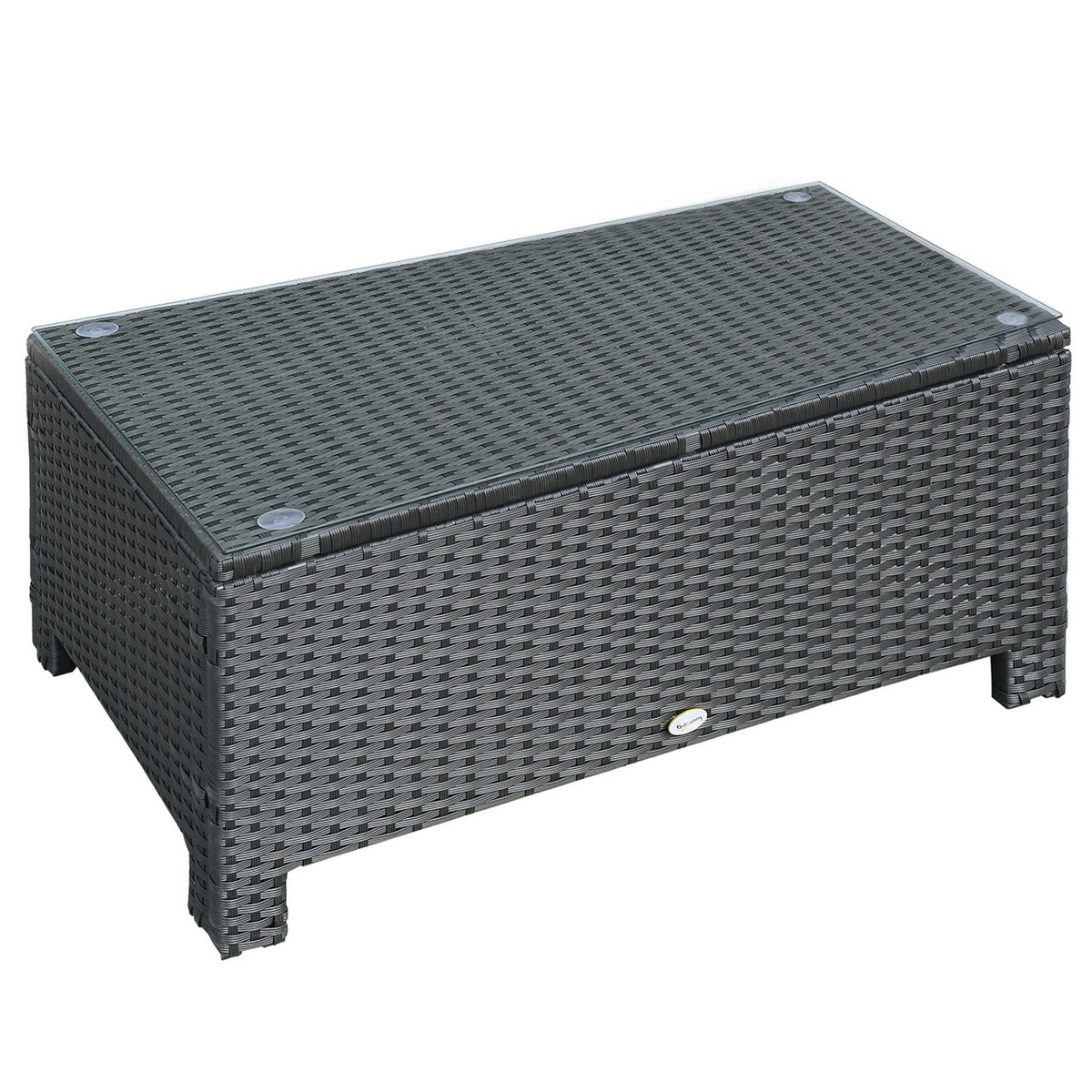 Rattan Coffee Table with Glass Top