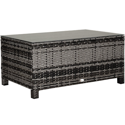 Rattan Coffee Table with Glass Top