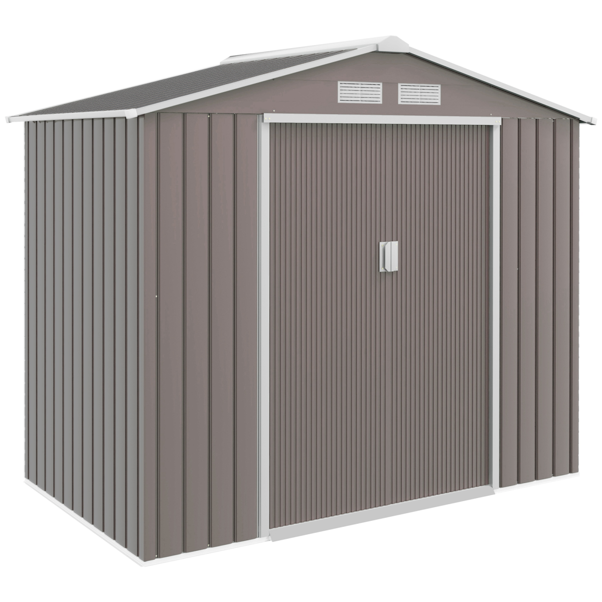 Lockable Garden Shed Large Patio Roofed Tool Metal Storage  Sheds Box Khaki