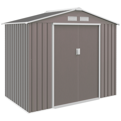 Lockable Garden Shed Large Patio Roofed Tool Metal Storage  Sheds Box Khaki