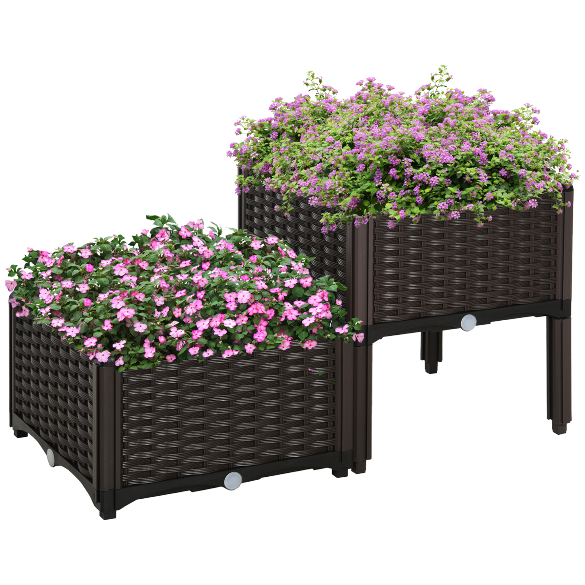 PP Set Of 2 Raised Outdoor Garden Planter Box