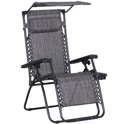 Steel Frame Zero Gravity Outdoor Garden Deck Chair with Canopy