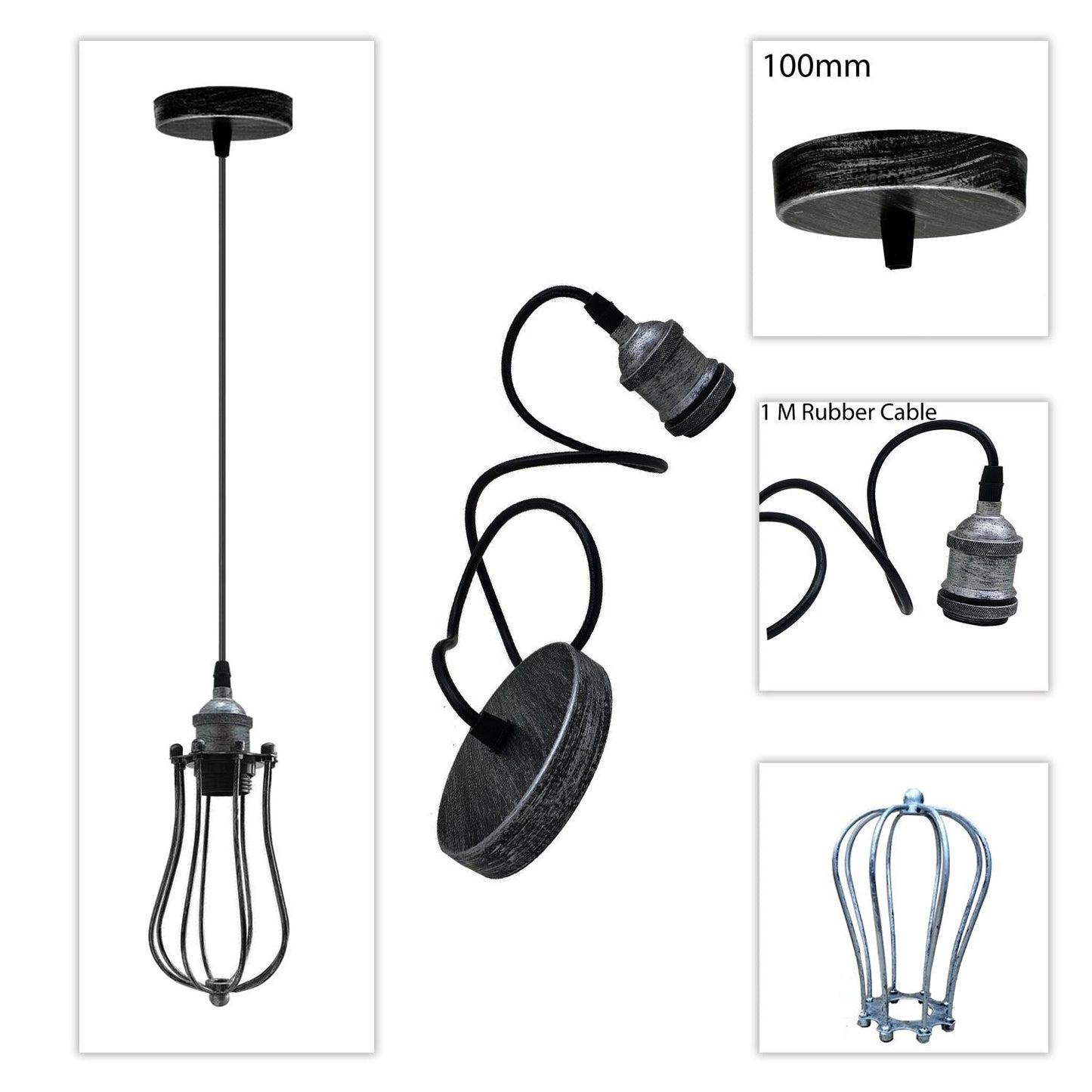 Ceiling Rose Balloon Cage Hanging Pendant Lamp Holder Light Fitting Lighting Kit UK