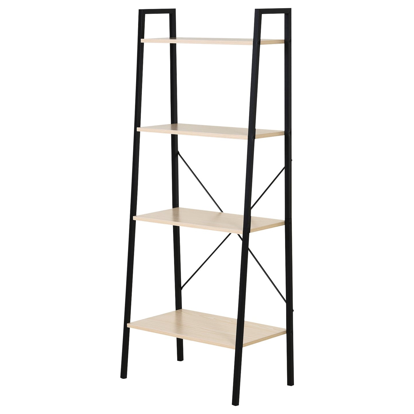 HOMCOM Bookcase 4-Tier Vintage Ladder Shelf with Wood Storage Rack, Stand Plants Display, Black and Natural