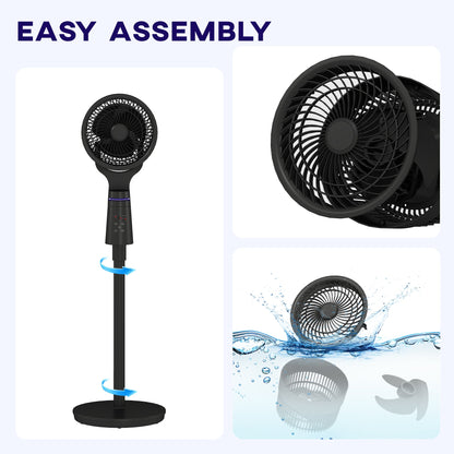 HOMCOM Pedestal Air Circulation Fan with Oscillating, Light Off, Black