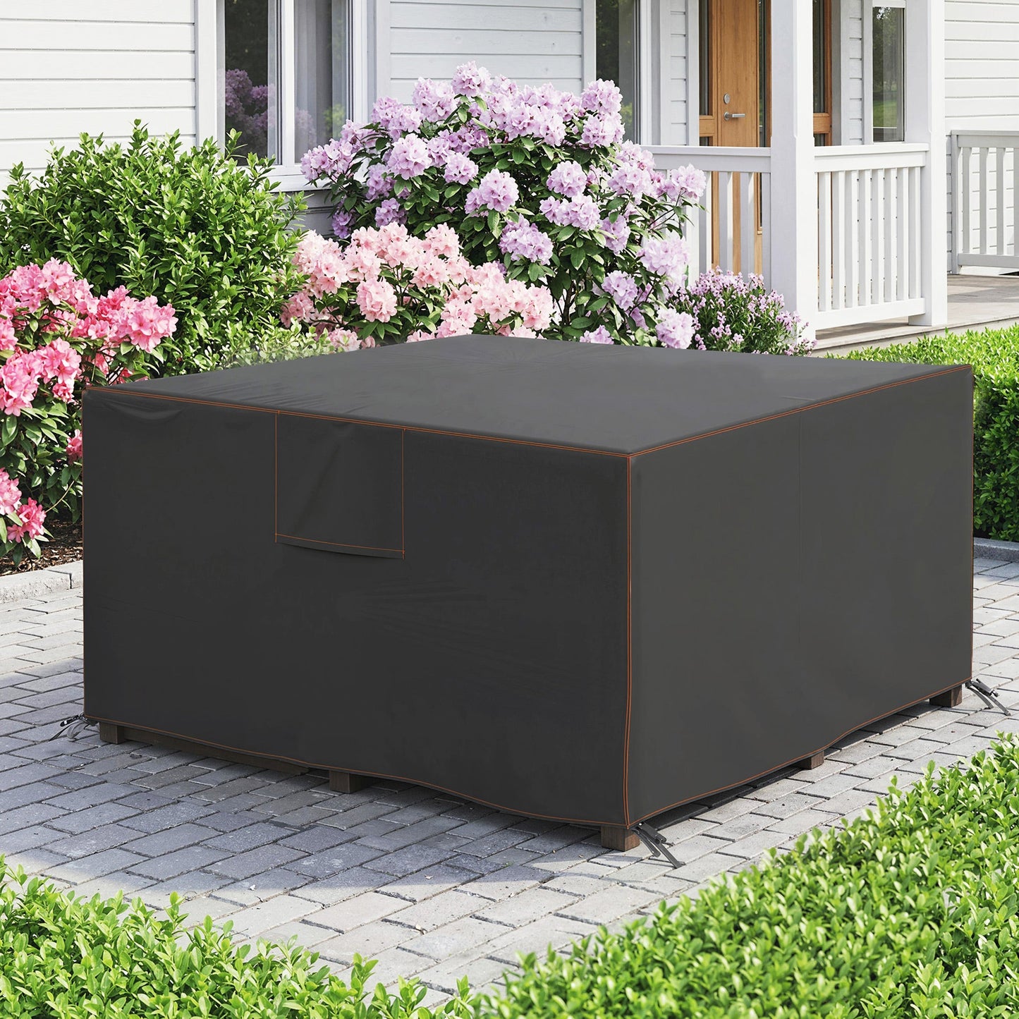 Outsunny Garden Furniture Cover, Waterproof Patio Furniture Cover with Air Vent, 420D Oxford Fabric, 125 x 125 x 74 cm, Black