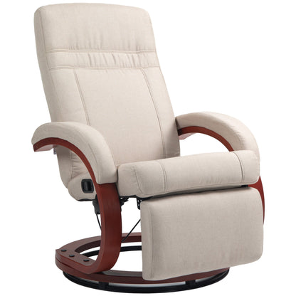 HOMCOM 135\'c2\'b0 Manual Reclining Swivel Chair, with Footrest - Beige