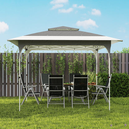 Outsunny 3.5 x 3.5 m Pop Up Gazebo with One-Push Setup, UPF50+ Double Tier Garden Party Tent Marquee with Carry Bag, Dark Grey