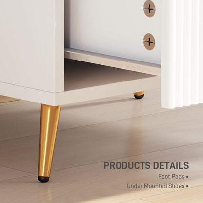 HOMCOM Elegant Two-Drawer Bedside Table Set of 2 - White