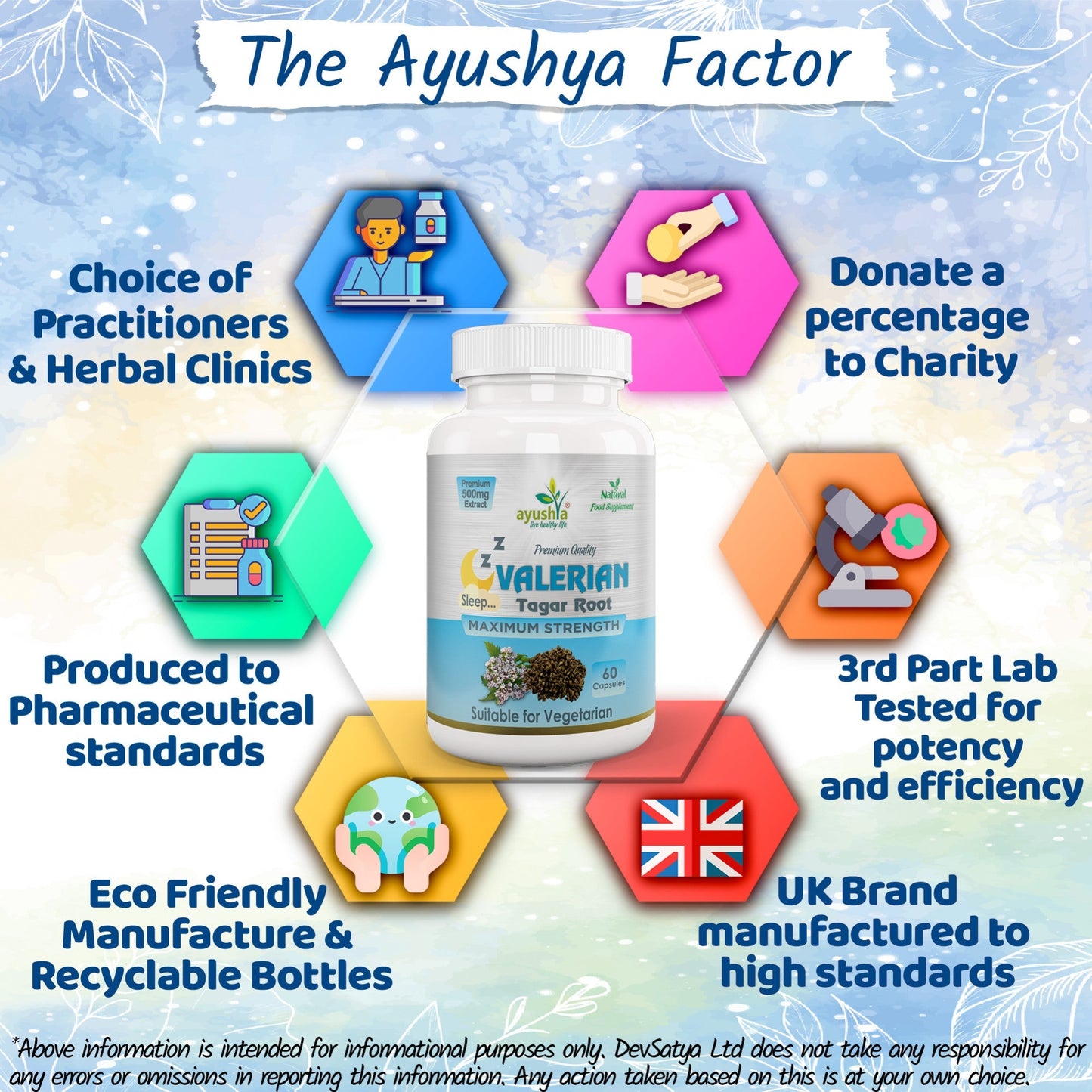 Ayushya Valerian Capsules (Tagar) Restful Sleep Support - Vegan, Gluten Free, Non-GMO, 60 Capsules