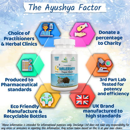 Ayushya Valerian Capsules (Tagar) Restful Sleep Support - Vegan, Gluten Free, Non-GMO, 60 Capsules
