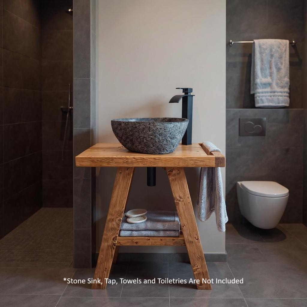 BORA Wooden Vanity and Shelf Storage with Stone Sink | Tribe Joinery