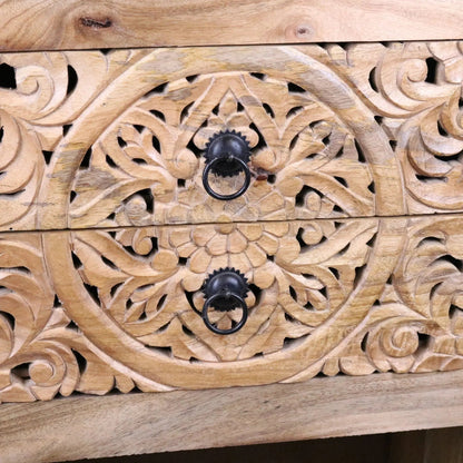 Vansura Carved Bedside Table 2 Drawer