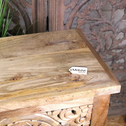 Vansura Carved Bedside Table 2 Drawer