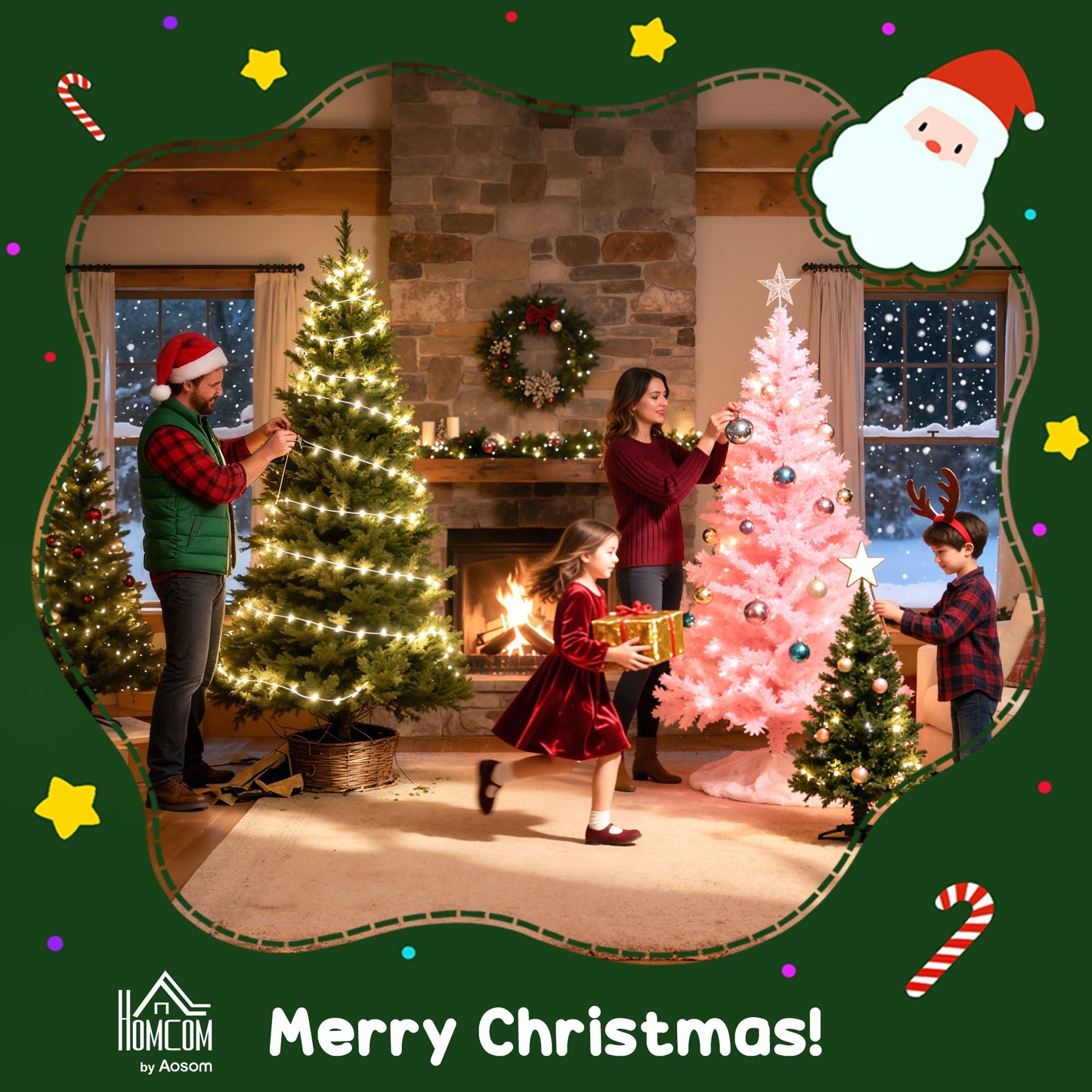 HOMCOM 6ft Artificial Pine LED Christmas Tree, with Remote