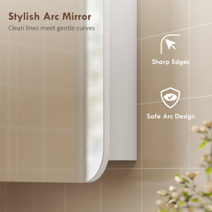 HOMCOM Arched Bathroom Mirror Cabinet with Adjustable Shelves - White