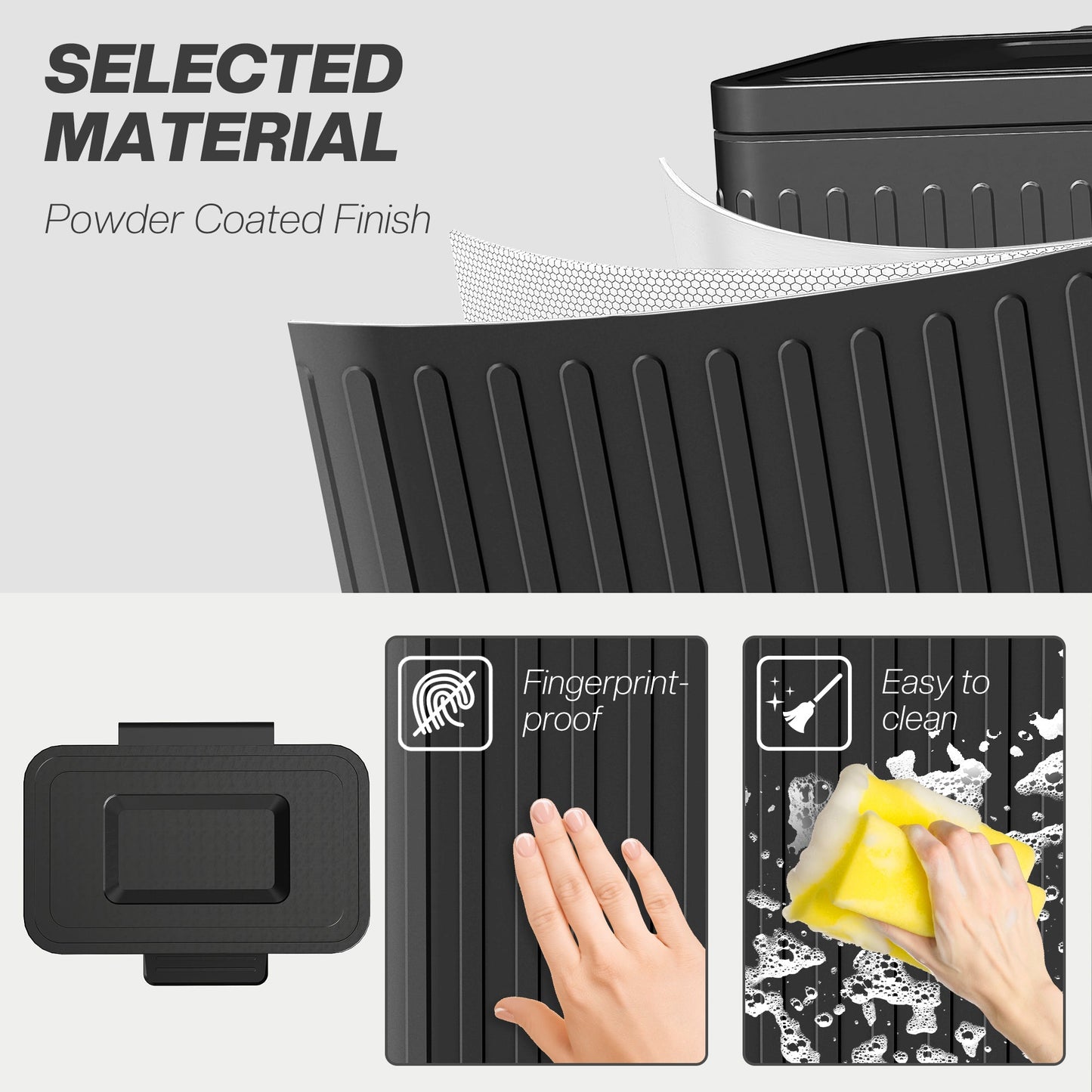 HOMCOM 40L Dual Compartment Rubbish Bin, with Soft-Close Lid - Black