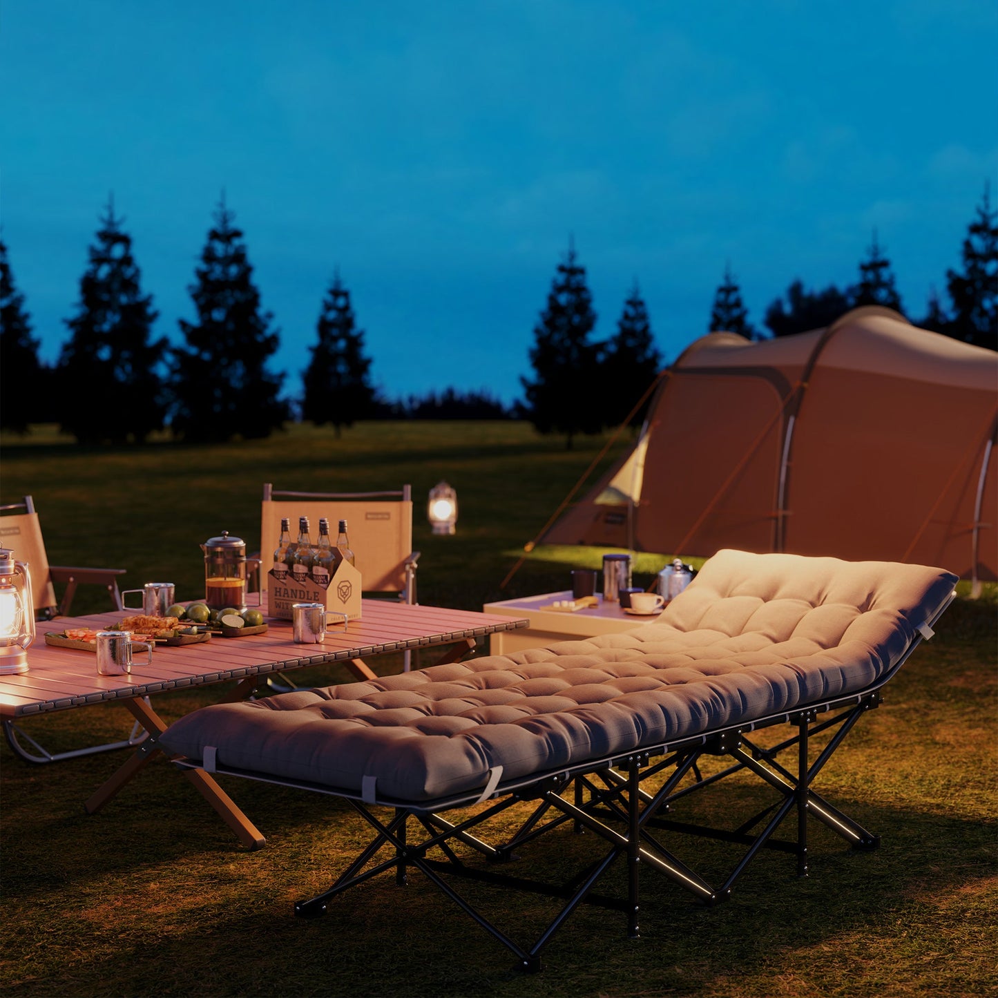 Outsunny 68cm Wide Folding Bed, Camping Cot for Adults with Mattress, Carry Bag, Storage Pocket, Max Load 150kg, Light Grey