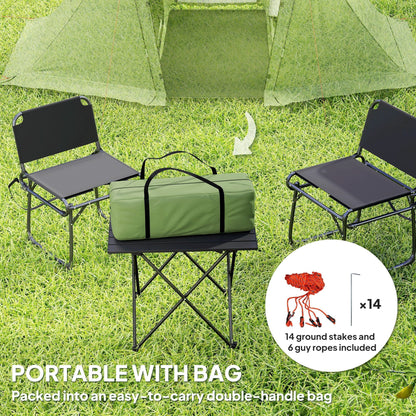 Outsunny 3 Man Camping Tent with Living Area and 2 Bedrooms, 3000mm Waterproof Family Tent with Sewn-in Groundsheet, Portable with Bag for Hiking, Festival, Backpacking, Green