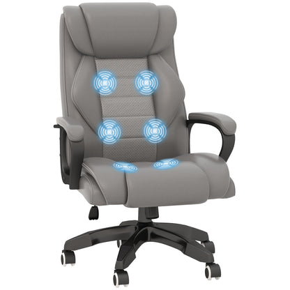 Vinsetto High Back Executive Office Chair 6- Point Vibration Massage Extra Padded Swivel Ergonomic Tilt Desk Seat, Grey