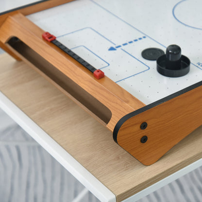 HOMCOM 2.5FT Tabletop Air Hockey Game Table Wooden Portable Party Gaming Toy for Kids Children Adult