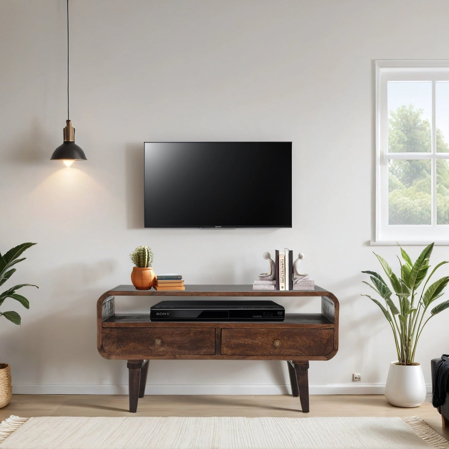 Franklin Dark Mango Wood TV Stand with 2 Drawers