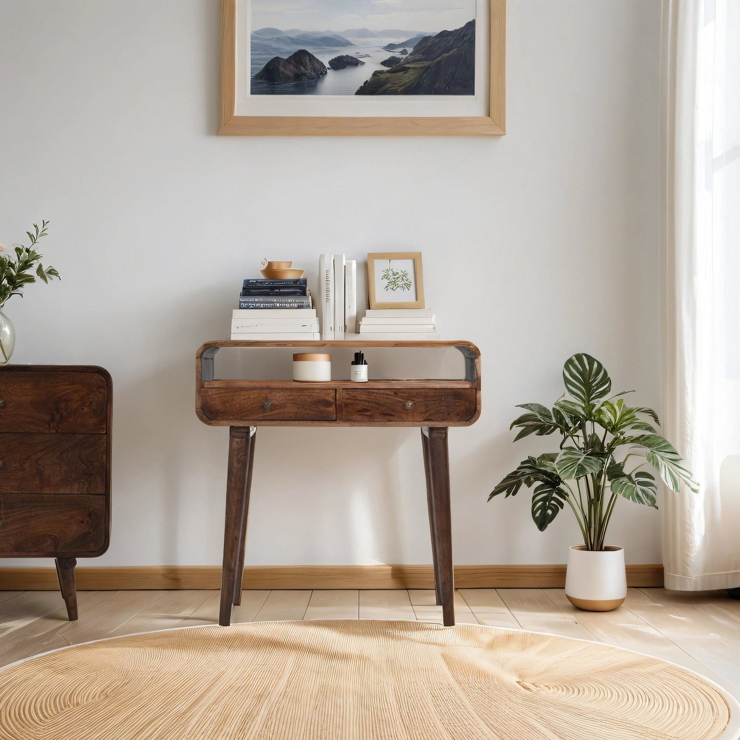 Franklin Dark Mango Wood Console Table with 2 Drawers