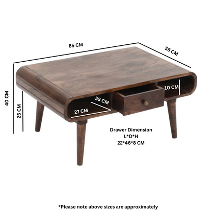 Franklin Dark Mango Wood Coffee Table with Drawer