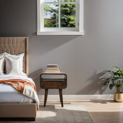 Franklin Dark Mango Wood Bedside Table with Drawer