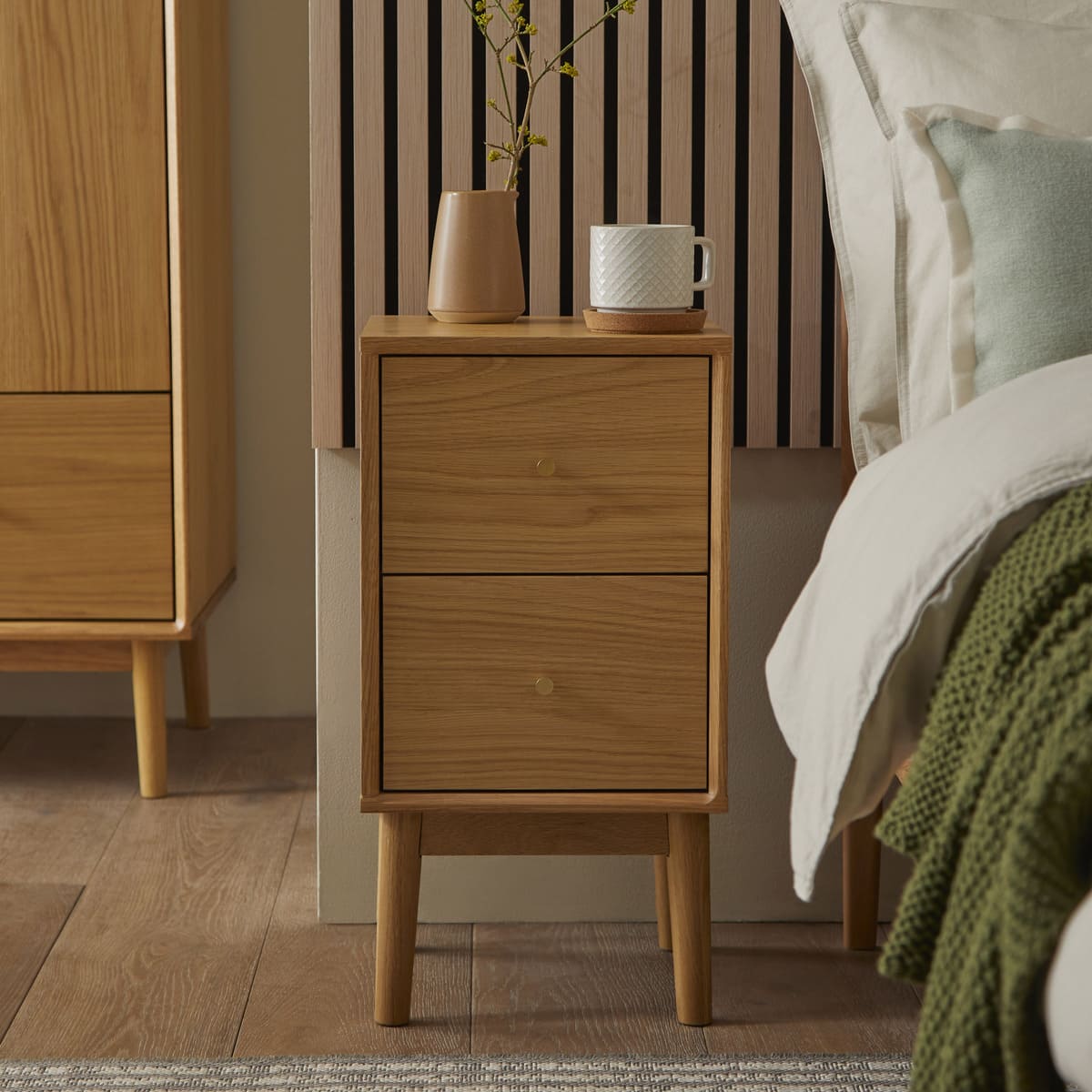 Wright Narrow Oak Bedside Table