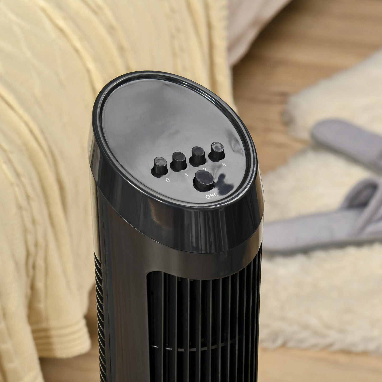 HOMCOM Tower Fan for Bedroom Cooling, 30 Inch Electric 70° Oscillating Fan with 3 Speed Settings, Standing Floor Fan for Home Office Indoor, Black