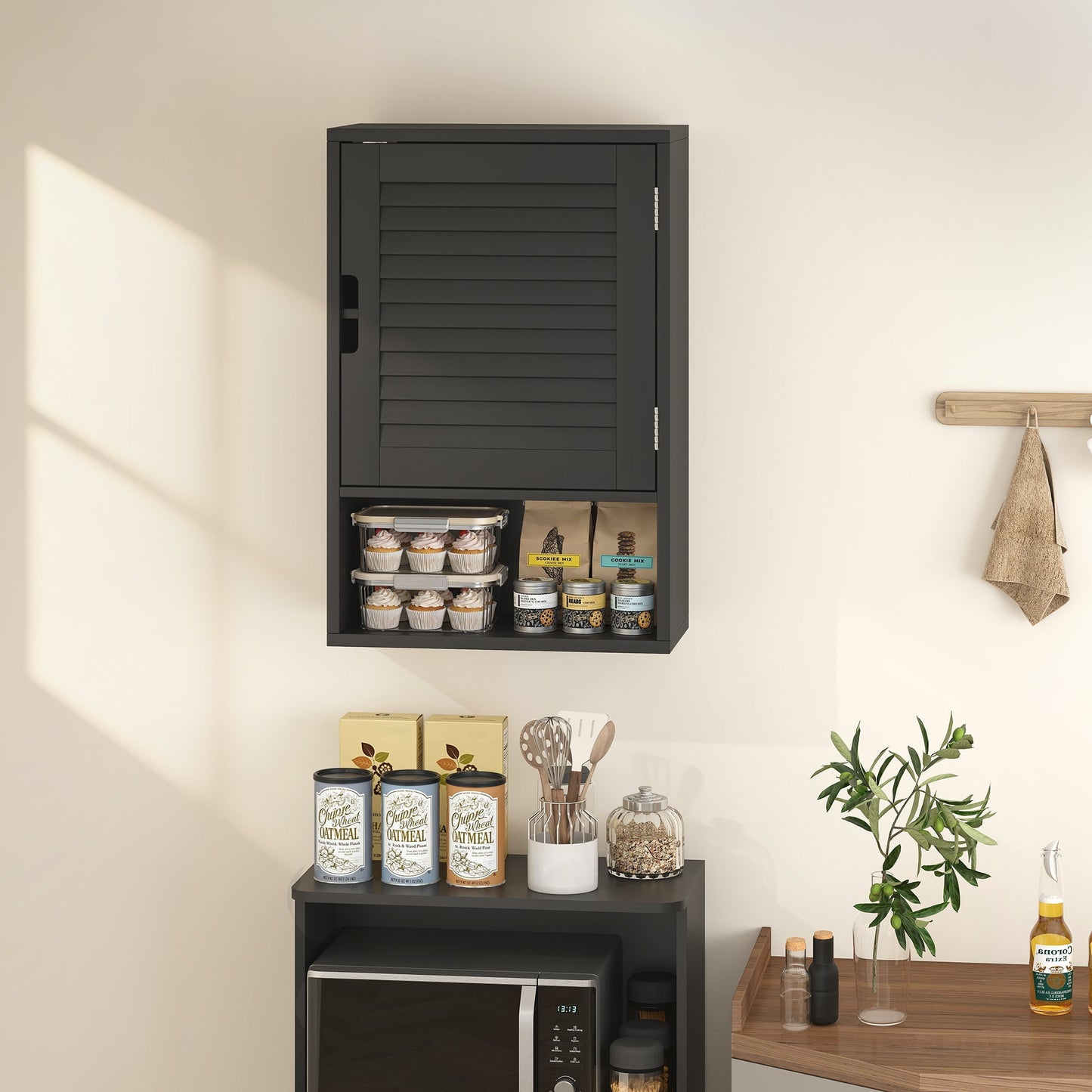 HOMCOM Bathroom Cabinet, Wall Mounted Storage Cabinet with Adjustable Shelves, 40 x 20 x 60 cm, Black
