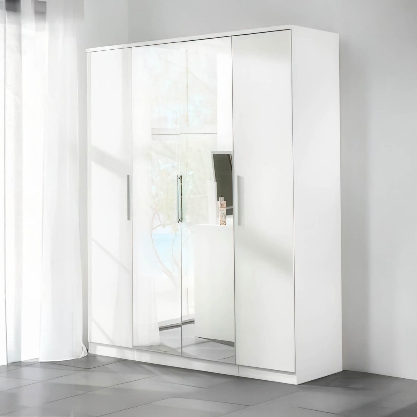Topline Robe with two Mirrors 4 Door - White