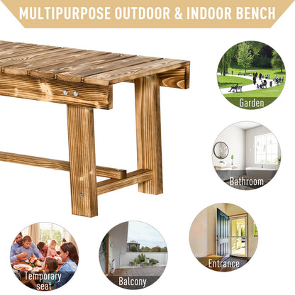 Outsunny 3 Pieces 2-seater Outdoor Indoor Wooden Garden Bench Fir Patio Loveseat, 110L x 38W x 35Hcm, Carbonised