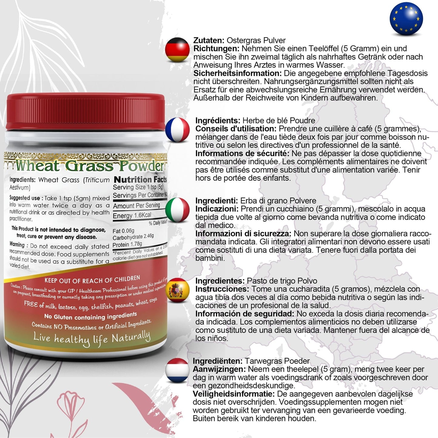 DivyaHerb Wheat Grass Powder 100 gram - Daily Vitality Support