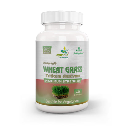 Ayushya Wheat Grass Capsules (Wheatgrass) Daily Greens & Antioxidant Support - Vegan, Gluten Free, Non-GMO, 60 Capsules