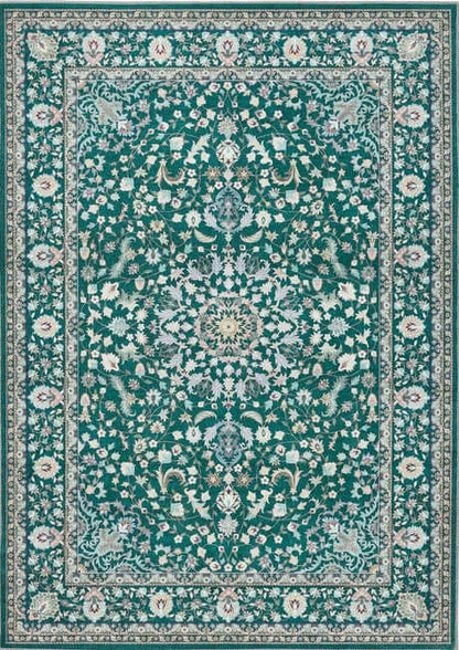 Eco-Washable Green Rug Medallion Design