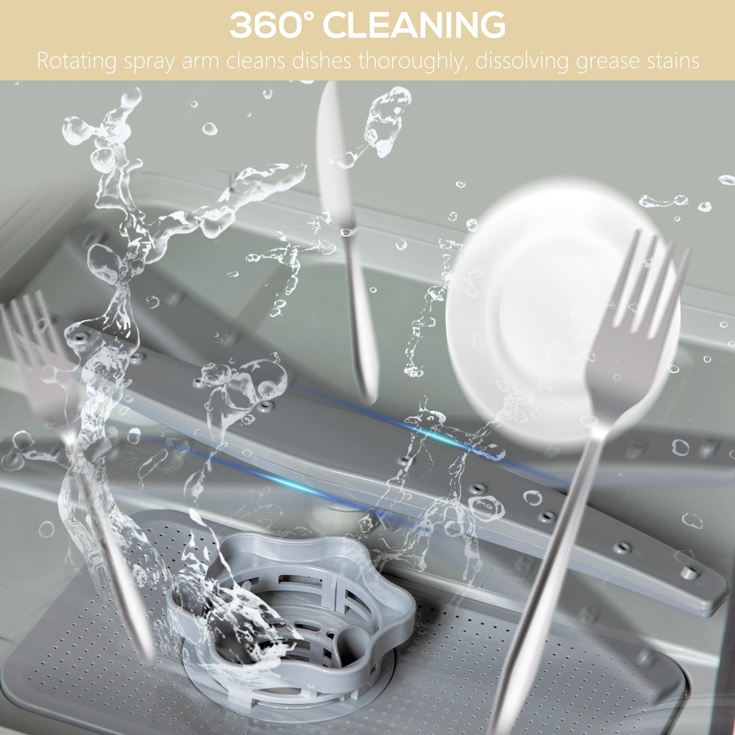 HOMCOM Multi-Program 6L Tabletop Dishwasher
