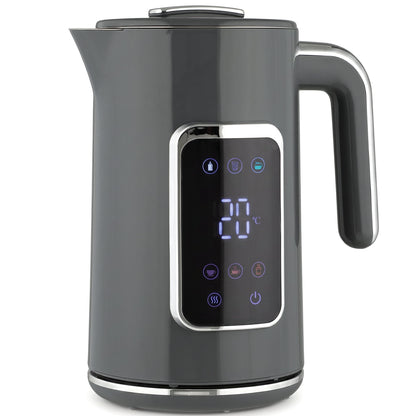 HOMCOM Electric Kettle, 1.7L Fast Boil 3000W Water Kettle with LED Display, Adjustable Temperature, Keep Warm Function, Grey