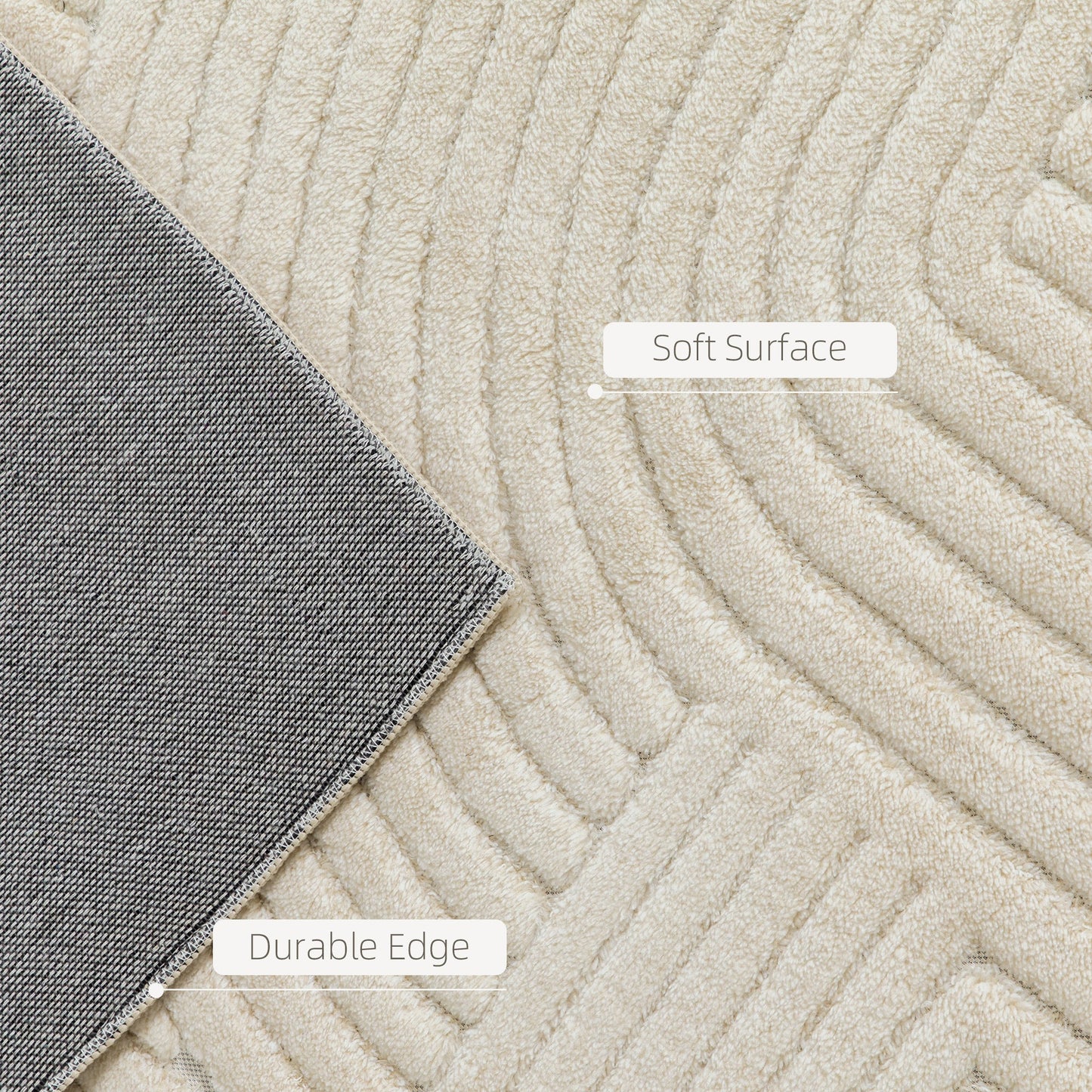 HOMCOM Modern Geometric Rug, Thick Plush, Non-Slip, 200 x 140 cm – Cream, Living Room/Bedroom/Office
