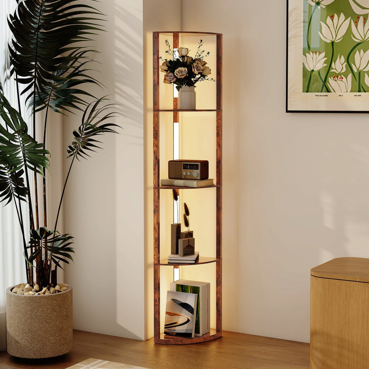 HOMCOM Three-Tier Corner Floor Lamp