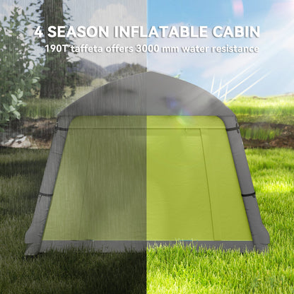 Outsunny Inflatable Camping Tent w/ Hand Pump, Easy Setup 1/2 Person Blow Up Tent Waterproof 190T Taffeta w/ Mesh Windows, Doors and Carry Bag, Green