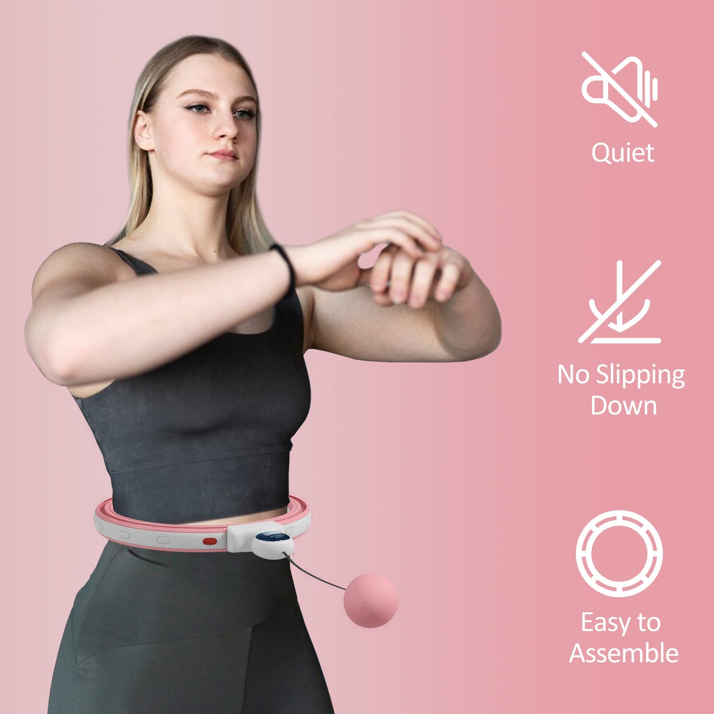 SPORTNOW Smart Weighted Hula Hoop, Massage Hula Ring with 16 Detachable Knots, 360\'c2\'b0 Auto-Rotating Ball and Digital Counter