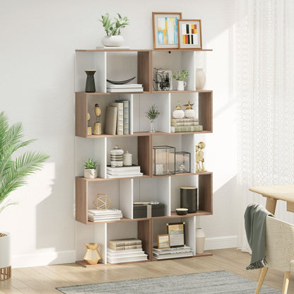 HOMCOM 5-tier Bookcase Storage Display Shelving S Shape design Unit Divider Natural