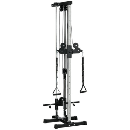 SPORTNOW Wall Mount Cable Machine, 15 Positions Adjustable Cable Crossover Machine Dual Pulley System for Home Gym