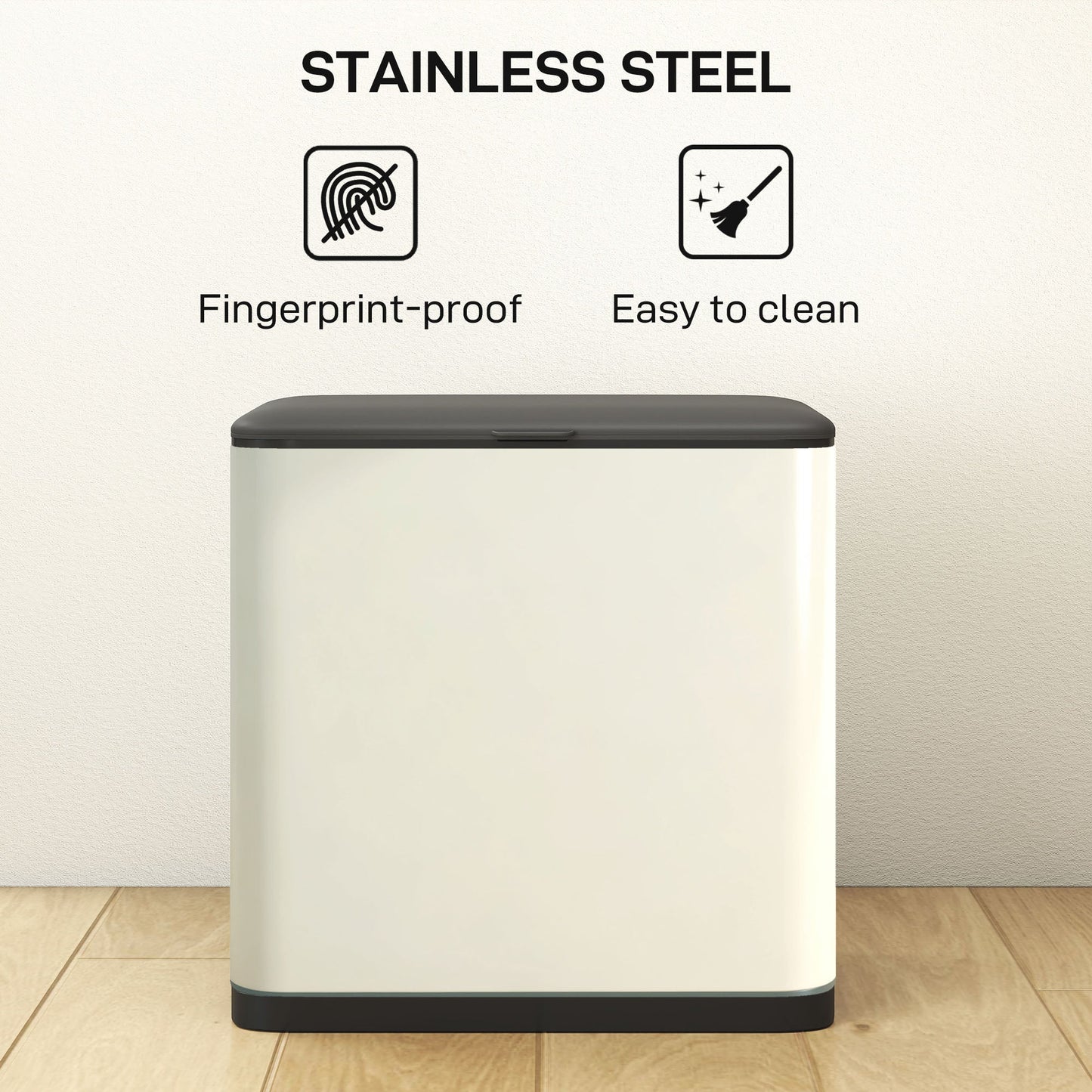 HOMCOM 8L Hanging Kitchen Bin, Rubbish bin with Lid and Removable Inner Bucket for Kitchen Cabinet Door, Under Sink, Office