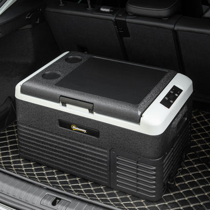 Outsunny 30L Car Refrigerator, Portable Compressor Car Fridge Freezer, Electric Cooler Box with 12/24V DC and 110-240V AC for Camping, Driving, Picnic, Down to -20\'e2\'84\'83