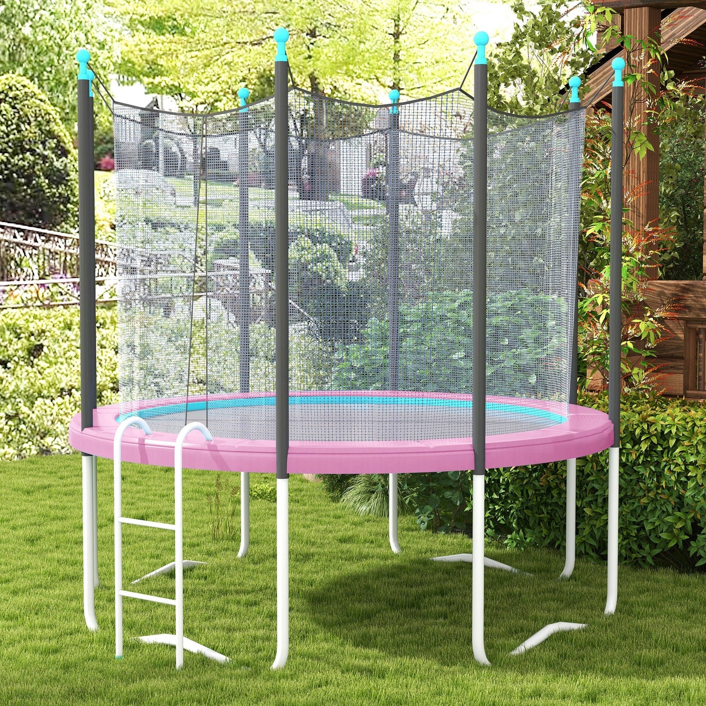 SPORTNOW 10FT Trampoline Spring Cover, Plastic Trampoline Pad Replacement with Elastic Cord, Waterproof, UV Resistant and Tear-Resistant, Pink