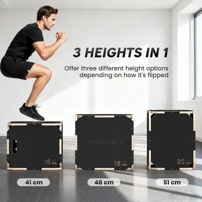 SPORTNOW Non-Slip Plyo Box, Corner-free Wooden Jump Box, 41 x 51 x 48 cm